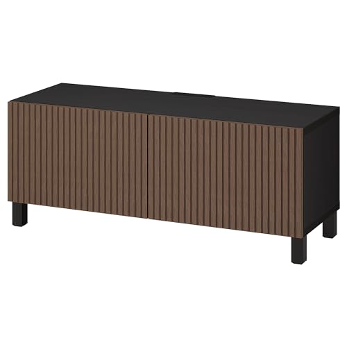 ProTuning BESTÅ TV-Bank mit Türen, schwarz-braun Björköviken/Stubbarp/braun gebeiztes Eichenfurnier, 120x42x48cm von ProTuning