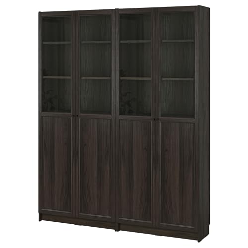ProTuning BILLY/OXBERG Bücherregal-Kamm mit Paneel/Glastüren, 160 x 30 x 202 cm, dunkelbraun Eichenoptik von ProTuning