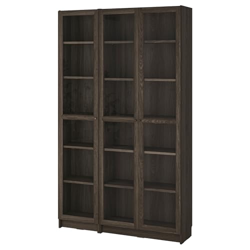 ProTuning BILLY/OXBERG Bücherregal-Kombination mit Glastüren, 120 x 30 x 202 cm, dunkelbrauner Eicheneffekt/Klarglas von ProTuning