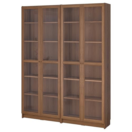 ProTuning BILLY/OXBERG Bücherregal-Kombination mit Glastüren, 160 x 202 cm, brauner Walnuss-Effekt von ProTuning