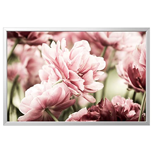 ProTuning BJÖRKSTA Bild mit Rahmen, 118x78 cm, hellrosa Tulpen/alu-Farbe von ProTuning