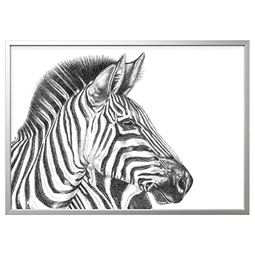 ProTuning BJÖRKSTA Bild mit Rahmen, 140x100 cm, Zebrazeichnung/alufarben von ProTuning