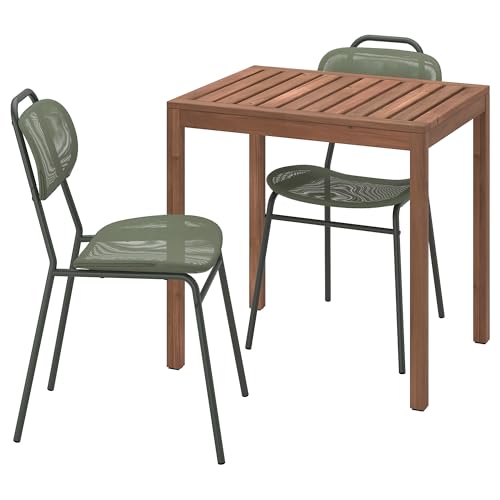 ProTuning ENSHOLM/NÄMMARÖ Tisch und 2 Stühle, 75 cm, Outdoor hellbraun gebeizt/grün von ProTuning