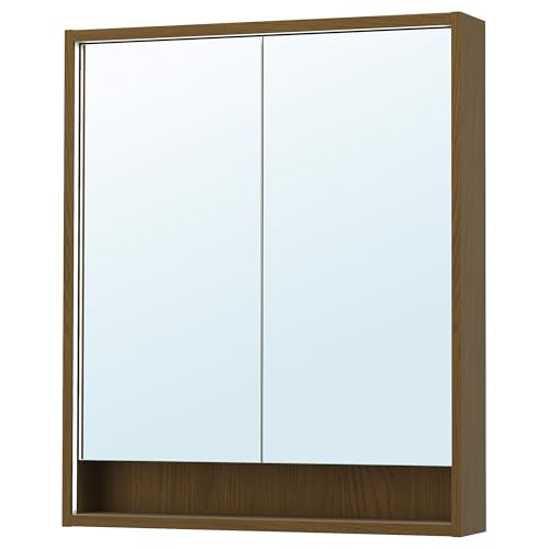 ProTuning FAXÄLVEN Spiegelschrank mit Einbaubeleuchtung, 80x15x95cm, Braun Eiche Optik von ProTuning