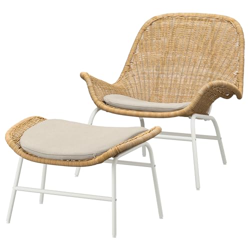 ProTuning FRYKSÅS Sessel und Fußhocker, Rattan/Risane Natur von ProTuning