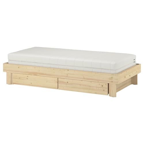 ProTuning GLAMBERGET Ausziehbares Bett mit 2 Matratzen, Kiefer/Åfjäll mittelfest, 80 x 200 cm von ProTuning