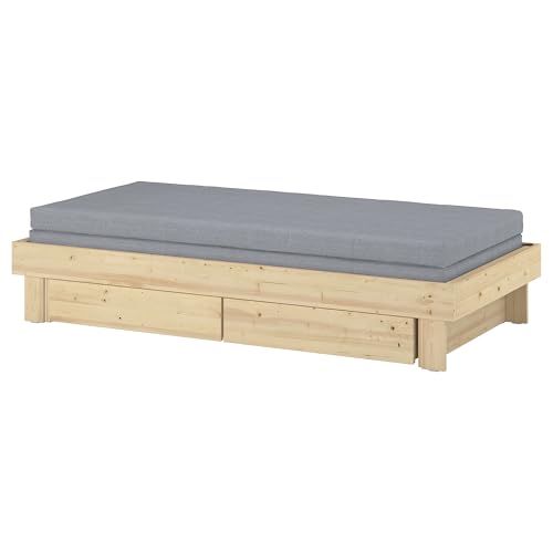 ProTuning GLAMBERGET Ausziehbares Bett mit 2 Matratzen, Kiefer/Ågotnes fest, 80 x 200 cm von ProTuning