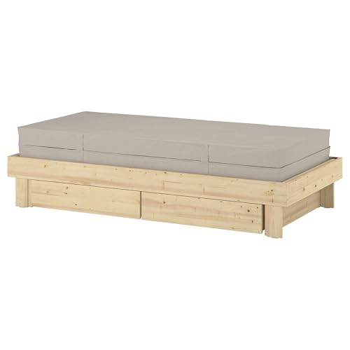 ProTuning GLAMBERGET Ausziehbares Bett mit Stauraum / 2 Matratzen, Kiefer/Vannareid extra fest, 80x200 cm von ProTuning