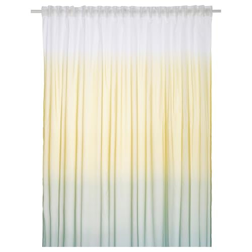 ProTuning GLASÖRT Gardine, 1 Stück, 300x300 cm, hellgelb/grau-türkis von ProTuning