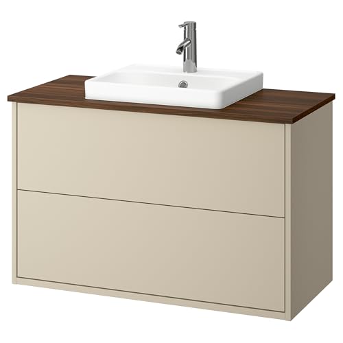 ProTuning HAVBÄCK/ORRSJÖN Waschtisch/Waschtisch/Wasserhahn, Beige/Braun Walnuss Effekt, 102x49x71cm von ProTuning