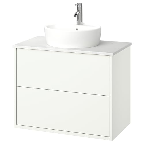 ProTuning HAVBÄCK/TÖRNVIKEN Waschtisch/Wasserhahn, 82x49x79 cm, weiß/weißer Marmoreffekt von ProTuning