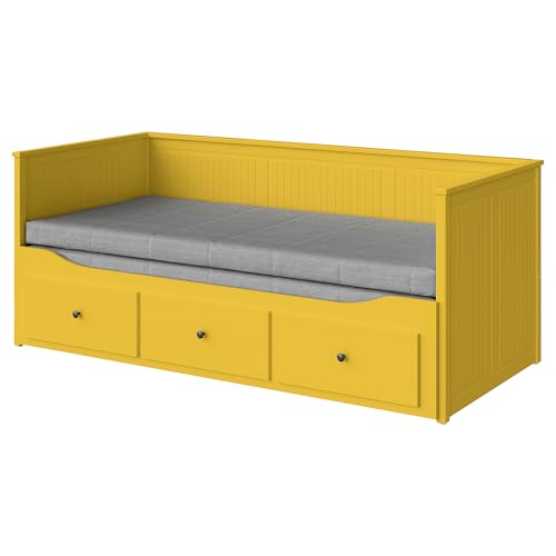 ProTuning HEMNES Tagesbett mit 3 Schubladen/2 Matratzen, 80x200 cm, gelb/Ågotnes fest von ProTuning