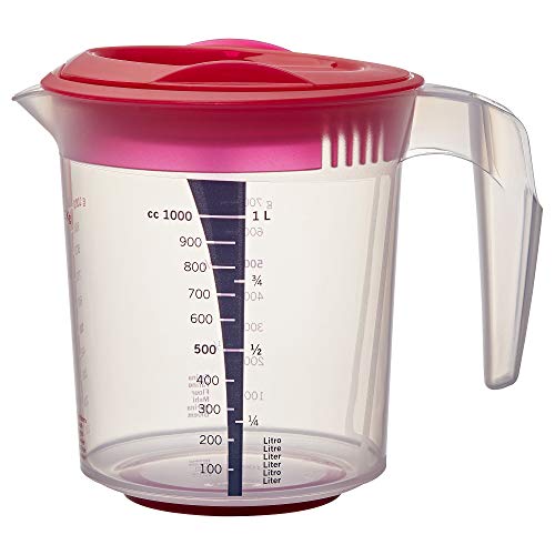 ProTuning INFRIA Krug mit Deckel und Zitruspresse 1,0 l, transparent/kirschrot von ProTuning