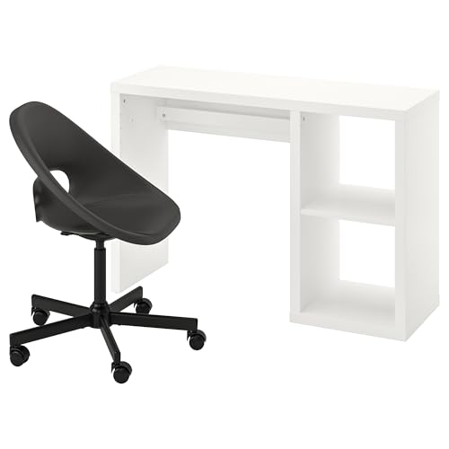 ProTuning KALLAX/ELDBERGET Schreibtisch und Stuhl, weiß/dunkelgrau schwarz von ProTuning