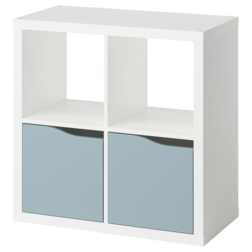 ProTuning KALLAX Regal mit 2 Türen weiß/hellgrau-blau Wellenform, 77x77 cm von ProTuning