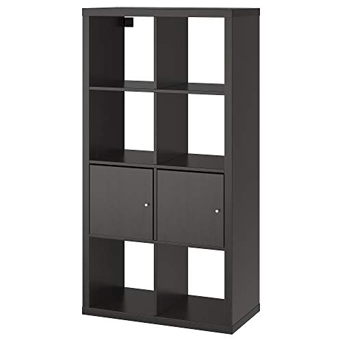 ProTuning KALLAX Regal mit Türen, 77x147 cm, schwarz-braun von ProTuning