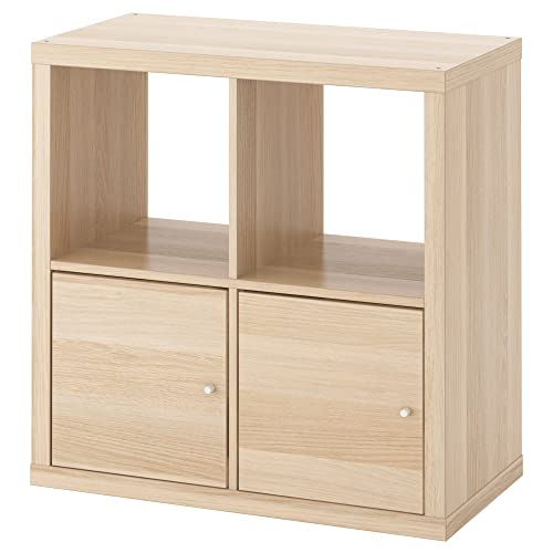 ProTuning KALLAX Regal mit Türen, 77x77 cm, Eiche weiß gebeizt von ProTuning