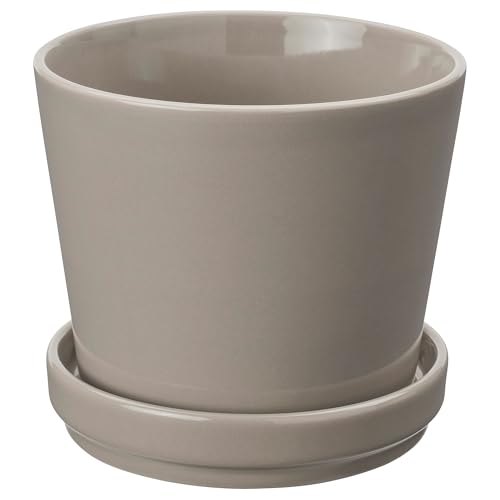 ProTuning KLOTLÖNN Pflanzkübel mit Untersetzer, In/Outdoor/Grau/Beige, 12 cm von ProTuning