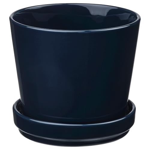 ProTuning KLOTLÖNN Pflanzkübel mit Untersetzer, In/Outdoor/Schwarz-Blau, 12 cm von ProTuning