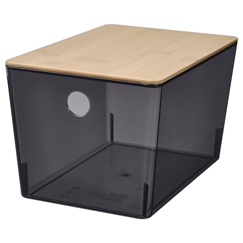 ProTuning KUGGIS Box mit Deckel, 18x26x15cm, Transparent Schwarz/Bambus von ProTuning