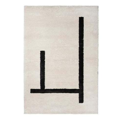 ProTuning LÄNSVÄG Teppich Niederflor 133x195 cm Offwhite/Schwarz von ProTuning