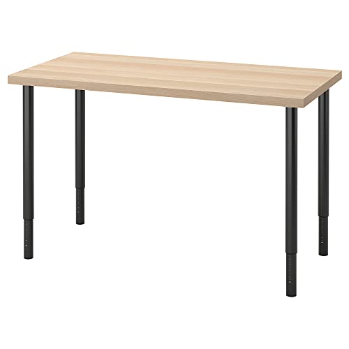 ProTuning LAGKAPTEN/OLOV Schreibtisch, 120x60 cm, weiß gebeizte Eiche Effekt/Schwarz von ProTuning