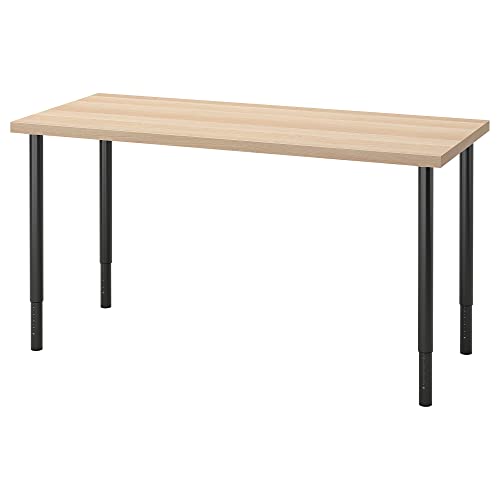 ProTuning LAGKAPTEN/OLOV Schreibtisch, 140x60 cm, weiß gebeizte Eichenoptik / Schwarz von ProTuning