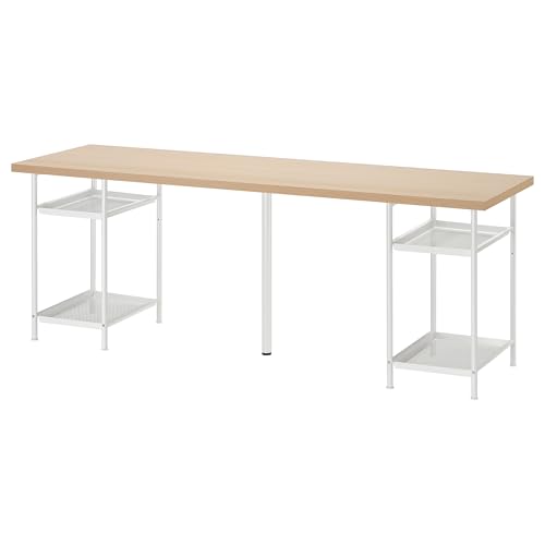 ProTuning LAGKAPTEN/SPÄND Schreibtisch, 200x60 cm, Eiche weiß gebeizt/weiß von ProTuning