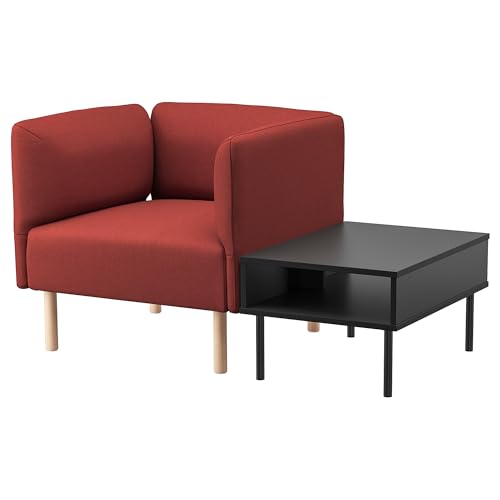 ProTuning LILLEHEM Sessel mit Beistelltisch, Gunnared braun-rot/Holz von ProTuning