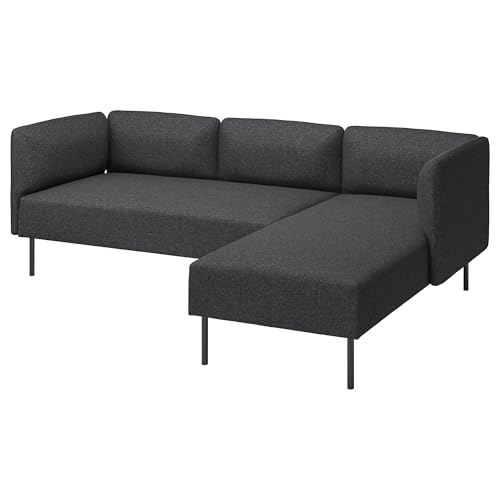 ProTuning Lillehem Modulares 3-Sitzer-Sofa mit Chaiselongue, Gunnared/dunkelgraues Metall von ProTuning
