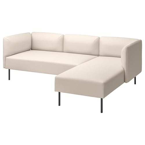 ProTuning Lillehem Modulares 3-Sitzer-Sofa mit Chaiselongue, Vissle/beigefarbenes Metall von ProTuning