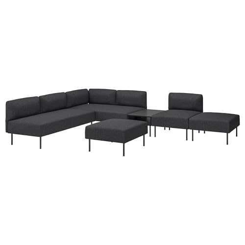 ProTuning Lillehem Modulares 6-Sitzer-Sofa mit Beistelltisch, Gunnared/dunkelgraues Metall von ProTuning