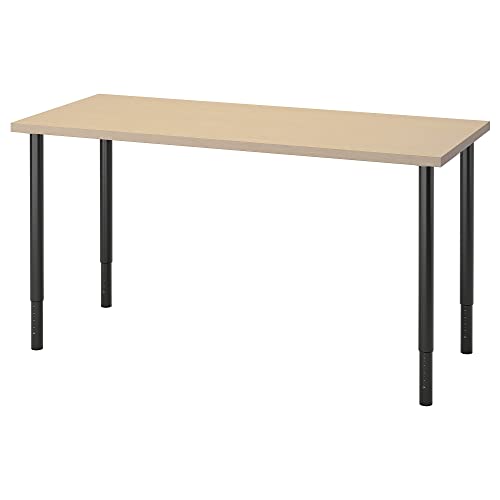 ProTuning MÅLSKYTT/OLOV Schreibtisch, 140 x 60 cm, Birke/Schwarz von ProTuning
