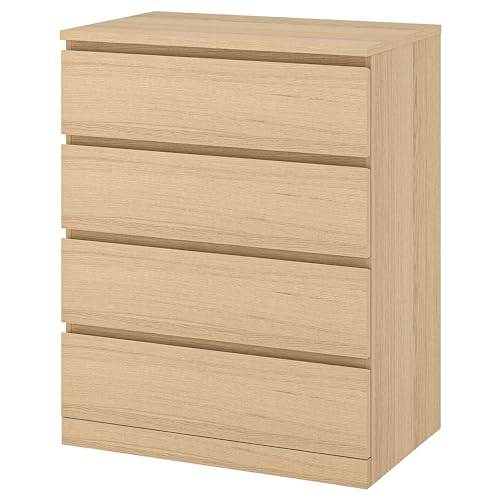 ProTuning MALM Kommode mit 4 Schubladen, 80 x 100 cm, weiß gebeiztes Eichenfurnier von ProTuning