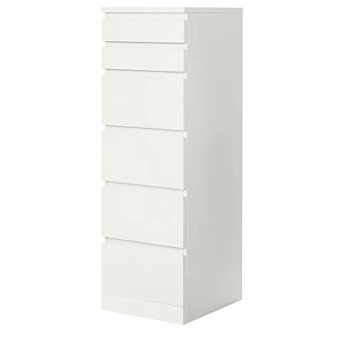 ProTuning MALM Kommode mit 6 Schubladen, 40x123 cm, weiß/Spiegelglas von ProTuning