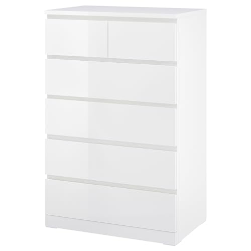 ProTuning MALM Kommode mit 6 Schubladen, 80x123 cm, Weiß Hochglanz von ProTuning