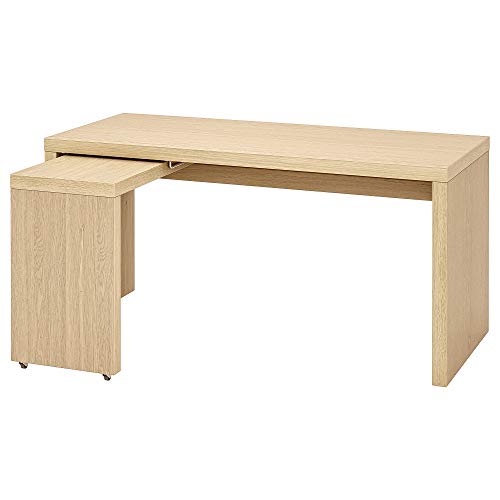 ProTuning MALM Schreibtisch mit Ausziehplatte, 151 x 65 cm, Eichenfurnier weiß gebeizt von ProTuning