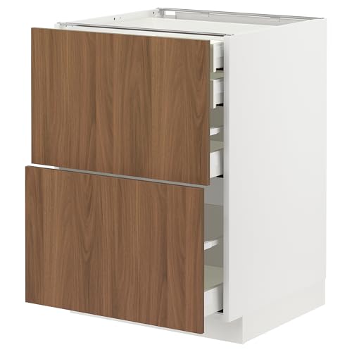 ProTuning METOD/MAXIMERA Base CB 2 FRNTS / 2 LOW / 1 MD / 1 HI DRW, Weiß/Tistorp Braun Walnuss-Effekt, 60 x 60 cm von ProTuning
