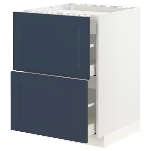 ProTuning METOD/MAXIMERA Base Cab F Kochfeld/2 Fronten/2 Schubladen, Weiß Axstad/Mattblau, 60x60 cm von ProTuning