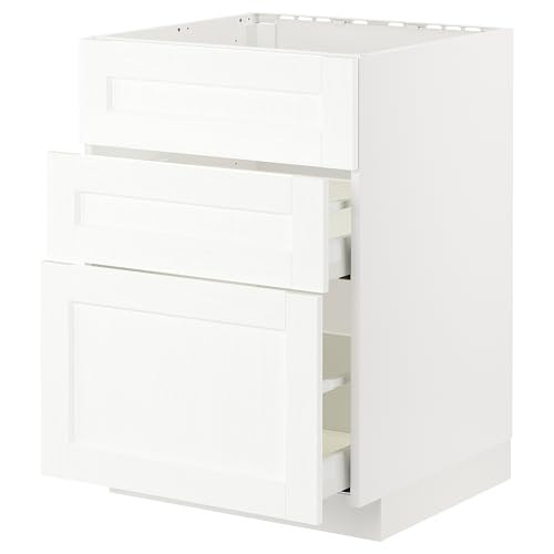 ProTuning METOD/MAXIMERA Base Cab F Kochfeld/Int Dunstabzug W DRW, Weiß Enköping/Weiß Holz-Effekt, 60 x 60 cm von ProTuning