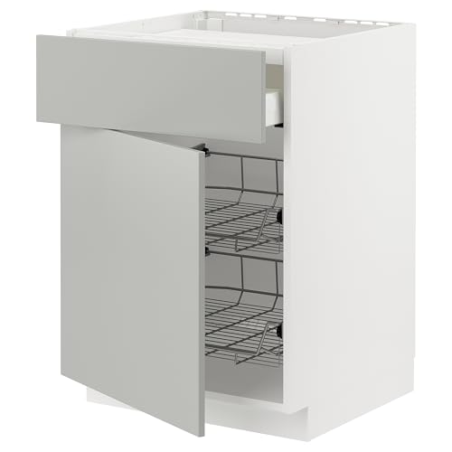 ProTuning METOD/MAXIMERA Base Cab F Kochfeld/Schublade/2 Draht Bskts, Weiß/Havstorp Hellgrau, 60x60cm von ProTuning