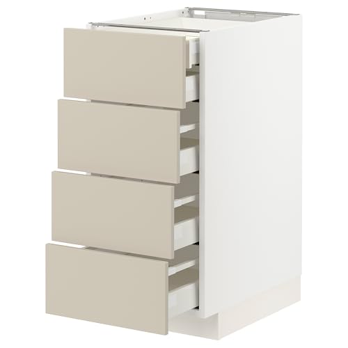 ProTuning METOD/MAXIMERA Base cb 4 frnts/2 niedrig/3 md drwrs, weiß/Havstorp beige, 40 x 60 cm von ProTuning