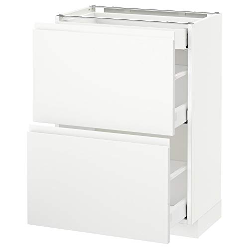ProTuning METOD/MAXIMERA Basiskabine mit 2 Fronten/3 Schubladen, Weiß/Voxtorp mattweiß, 60x37cm von ProTuning