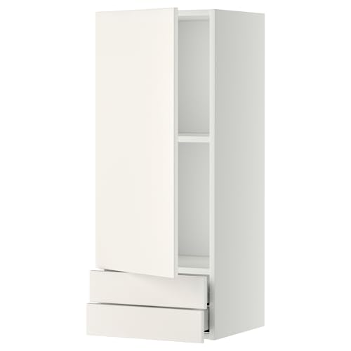 ProTuning METOD/MAXIMERA Hängeschrank mit Tür/2 Schubladen, Weiß/Veddinge weiß, 40x100 cm von ProTuning