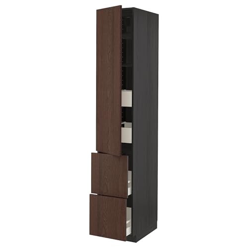 ProTuning METOD/MAXIMERA Hi Cab W SHLVS/4 Schubladen/DR/2 FRNTS Schwarz/Sarp Braun, 40 x 60 x 220 cm von ProTuning
