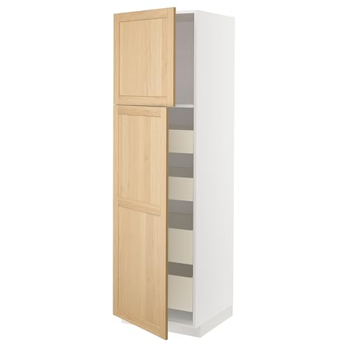 ProTuning METOD/MAXIMERA Hi Cab mit 2 Türen/4 Schubladen, Weiß/Forsbacka-Eiche, 60 x 60 x 200 cm von ProTuning