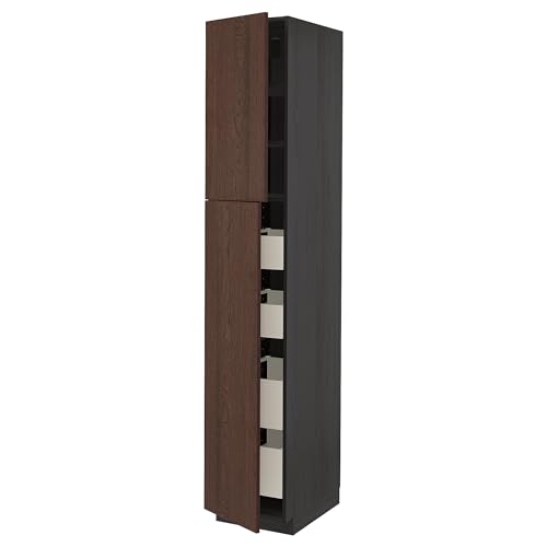 ProTuning METOD/MAXIMERA Hi Cab mit 2 Türen/4 Schubladen, schwarz/inarp braun, 40 x 60 x 220 cm von ProTuning