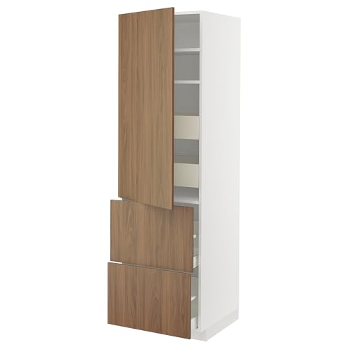 ProTuning METOD/MAXIMERA Hi Cab mit Shlvs/4 Schubladen/DR/2 Frnts, Weiß/Tistorp Braun Walnuss-Effekt, 60 x 60 x 200 cm von ProTuning