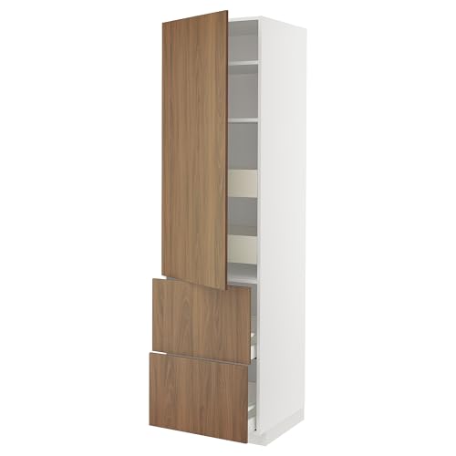 ProTuning METOD/MAXIMERA Hi Cab mit Shlvs/4 Schubladen/DR/2 Frnts, Weiß/Tistorp Braun Walnuss-Effekt, 60 x 60 x 220 cm von ProTuning