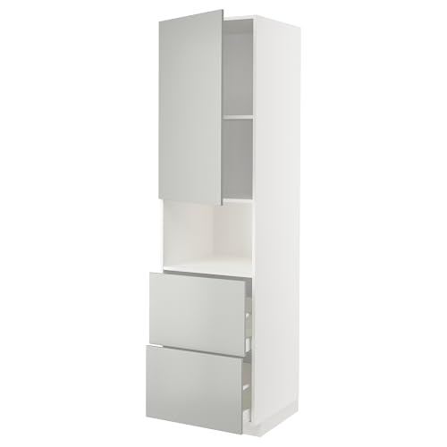 ProTuning METOD/MAXIMERA Hi cab f micro w door/2 drawers, white/Havstorp hellgrau, 60x60x220 cm von ProTuning